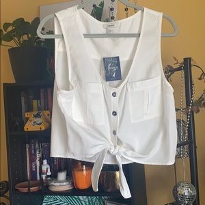 White Button Up Tank
